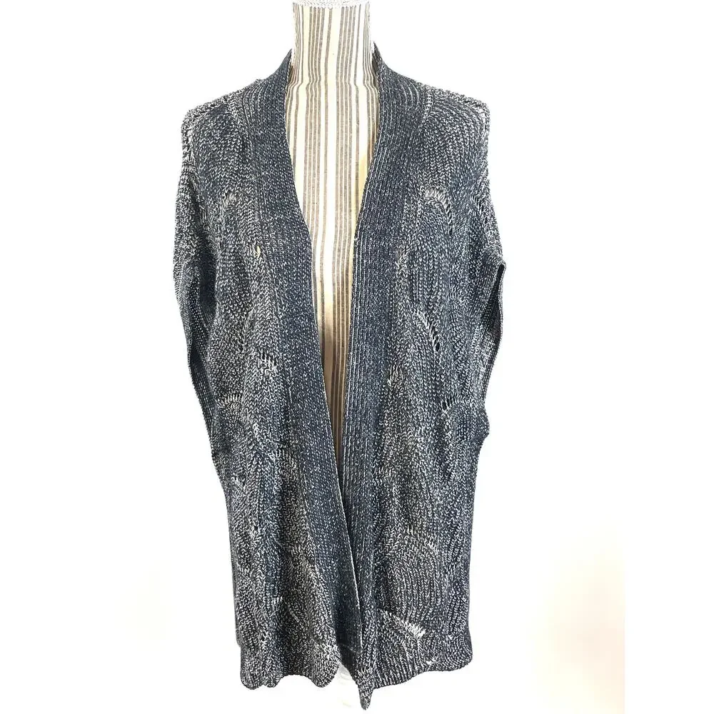 Anthropologie Moth Blue Open Front Sleeveless Sweater Vest Oversized Size Medium